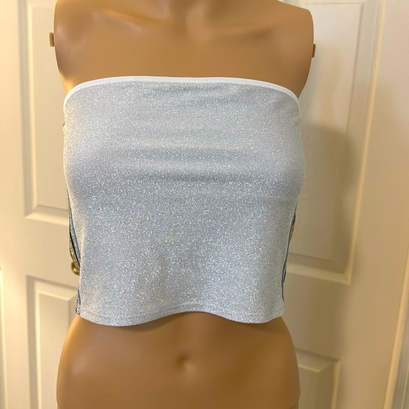 PINK Victoria's Secret Tops - Victoria Secret PINK Silver Tube Top Size Large
